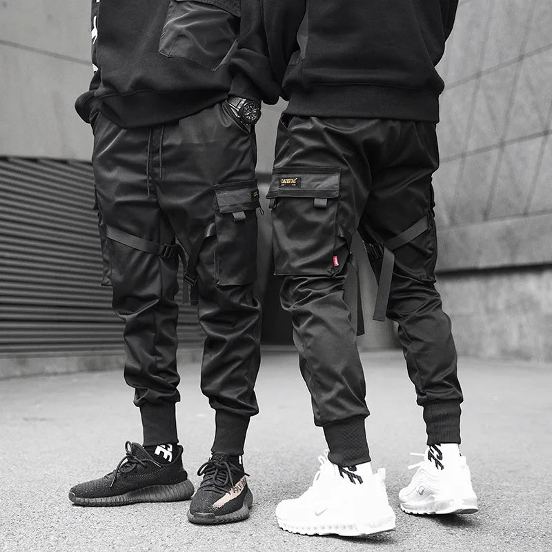 Men Multi-Pocket Elastic Waist Design Harem Pant Men Streetwear Punk Hip Hop