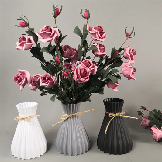 Plastic Vases Home Decor Anti-Ceramic Vases Imitation Rattan Flower Vase