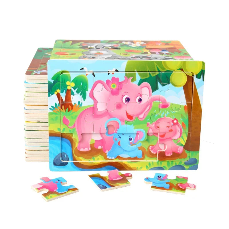 Mini Size 15*10CM Kids Toy Wood Puzzle Wooden 3D Puzzle Jigsaw for Children