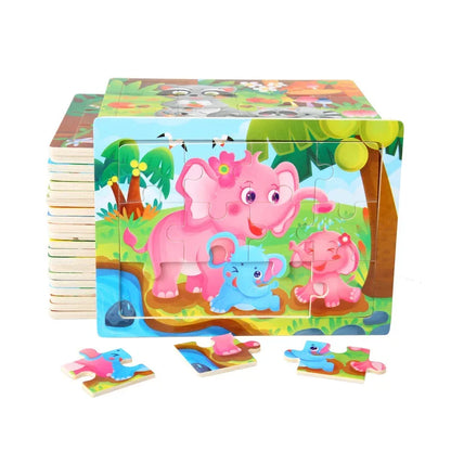 Mini Size 15*10CM Kids Toy Wood Puzzle Wooden 3D Puzzle Jigsaw for Children