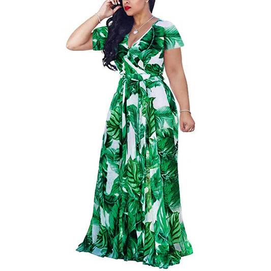 Leaf Print Women Clothing 2021 Bohemian Womens Summer Dress Plus Size Dress