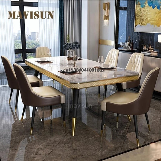 Light Luxury Dining Room Table Kitchen Furniture Marble Tabletop Home Furniture