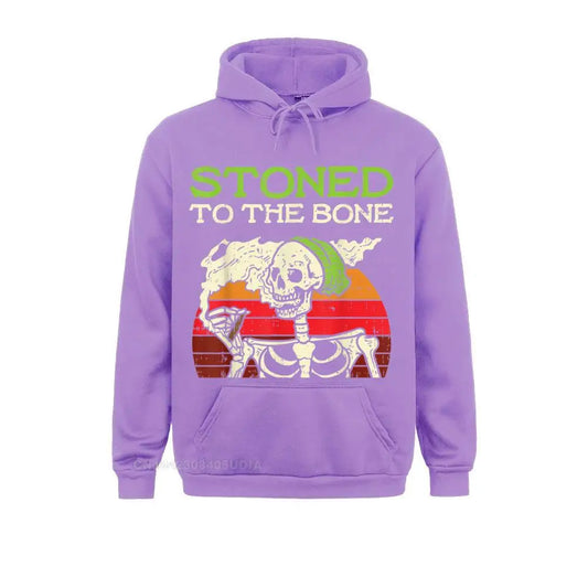 Stoned to the Bone Skeleton Smoking Weed Halloween  Hoodie