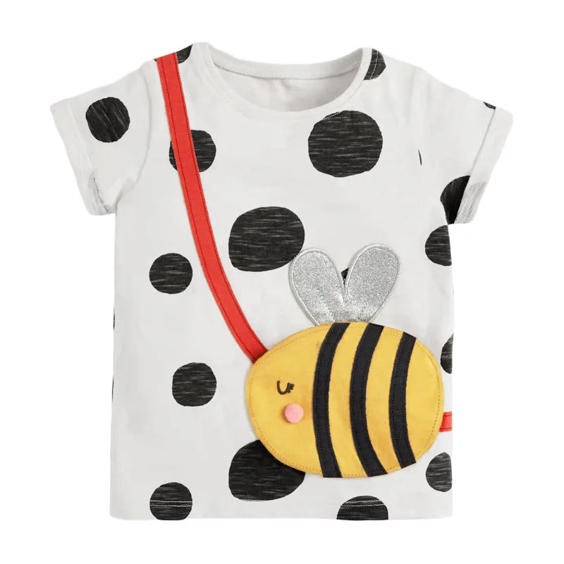 Little Maven New Girls Long Sleeve T-Shirts Animal Bee Appliques Girls Child Top