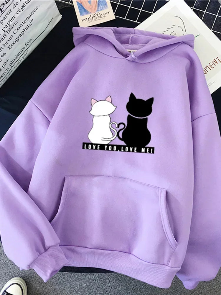 Streetwear Hoodies Long Sleeve Hoodies Harajuku Hoodie Cute Cat Print Sweatshirt