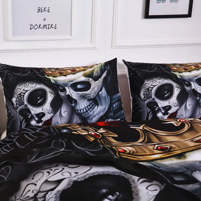 Fanaijia Sugar Skull Bedding Sets King Beauty Kiss Skull Duvet Cover