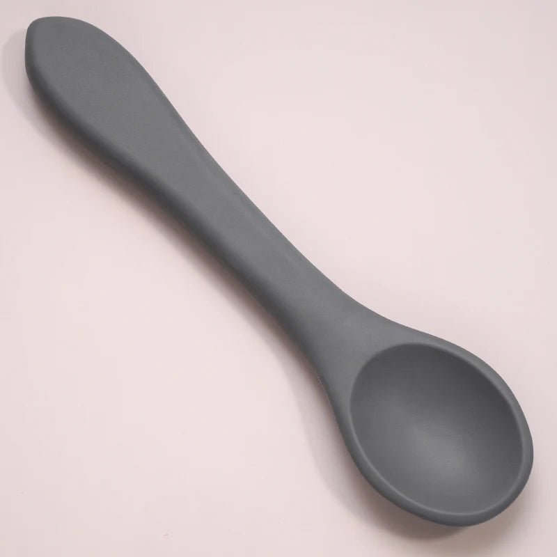 Silicone Spoon Feeding Baby Spoons Toddler Flatware Candy Color Spoon for Kids