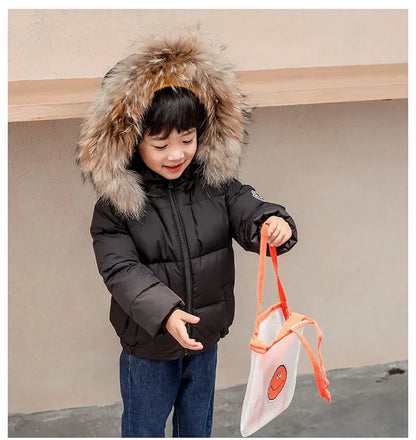 100% Real Raccoon Fur Collar for Kids Parkas Coats