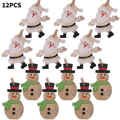 12PCS Christmas Fabric Doll Pendant DIY Xmas Gift Santa Deer Snowman Pendant