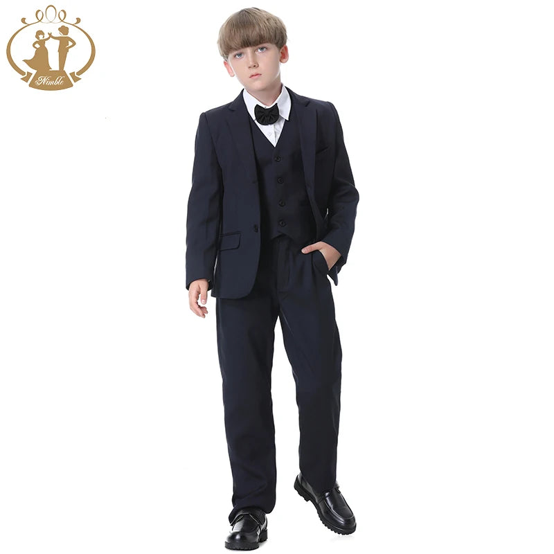 Spring Autumn Children's Formal Suit Set Flower Boys Wedding Party Performance