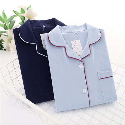 Casual Couple Solid 100% Cotton Pajamas Sets Men Autumn Long-Sleeve Sleepwear