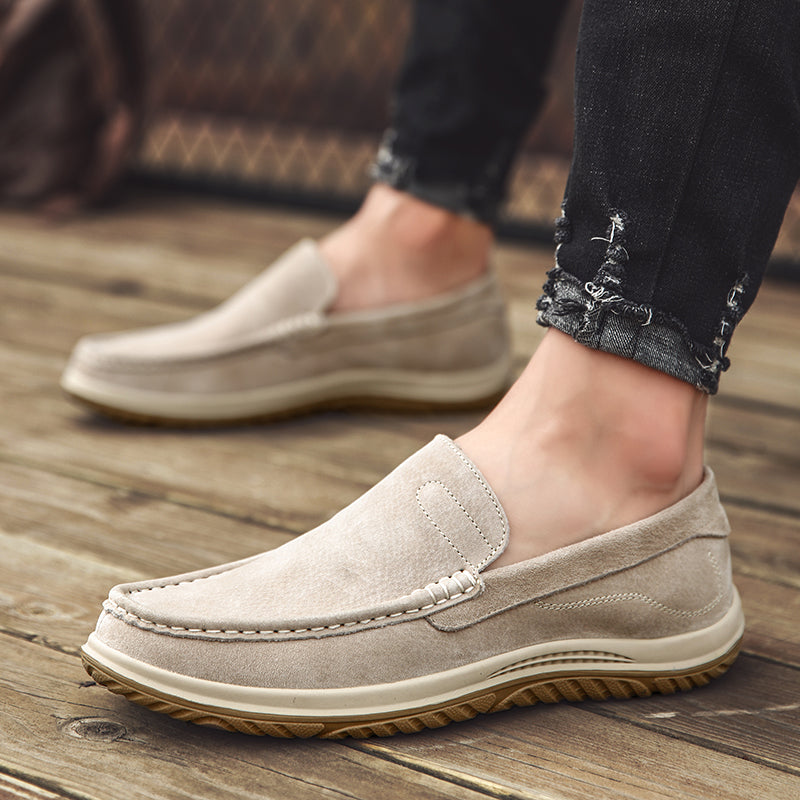 Genuine Leather Loafers Fashion Men's Casual Shoes Leisure Slip on Walking Flats