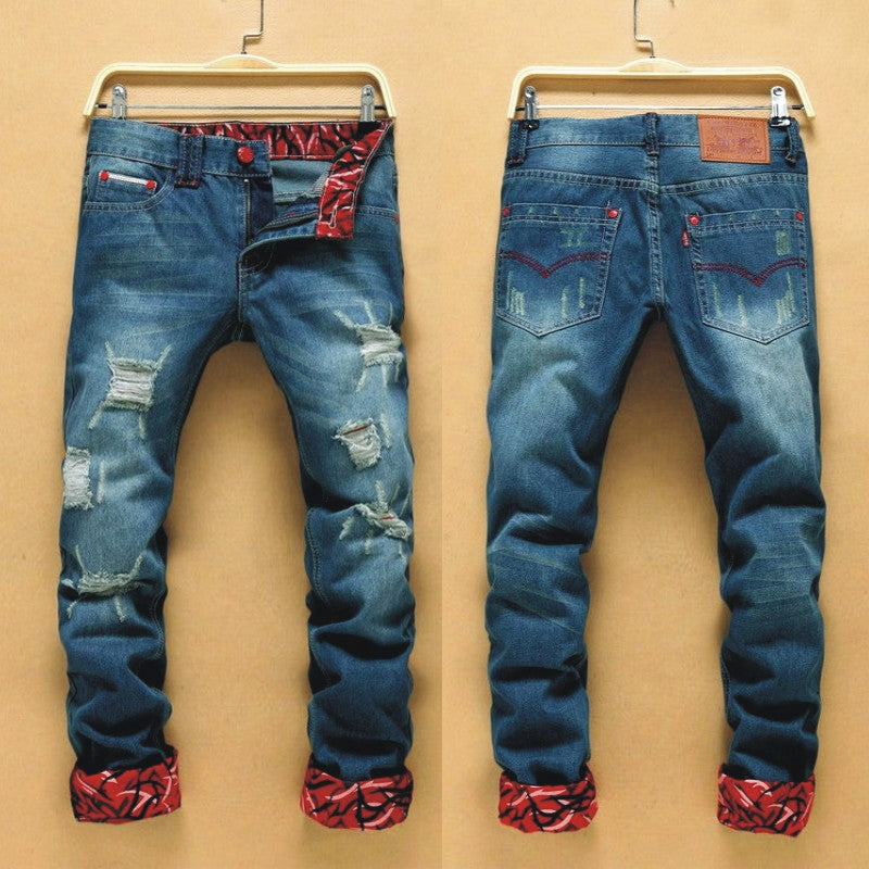 High Quality Designers Blue Denim Men Trouser Jean Clothing Stacked Patchwork