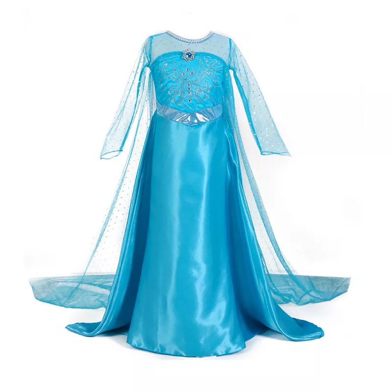 Princess Girl Dresses Snow Queen Elsa Costume for Kids Cosplay Dress Up