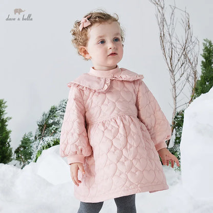 Dave Bella Girl Warm Dresses Snowflake Party Dress Girls Long Sleeve Dress Baby