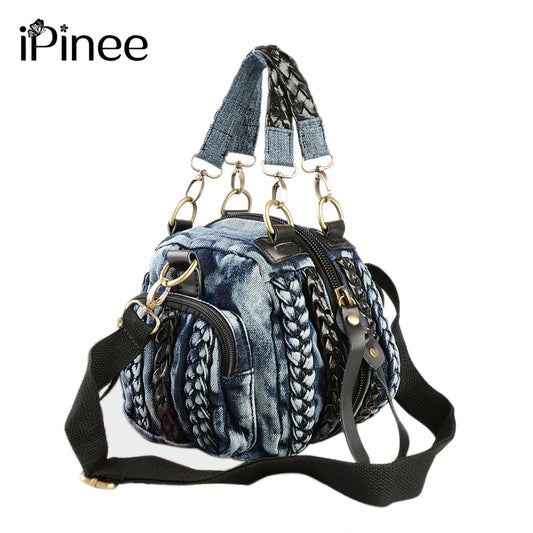 iPinee Casual Women Denim Bag Women Small Shoulder Bags Vintage Blue