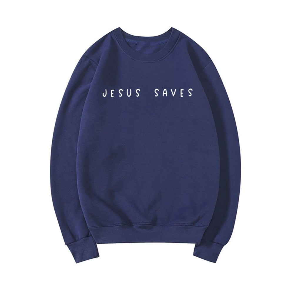 Jesus Saves Sweatshirt Christian Sweatshirts Faith Top Crewneck Sweatshirt