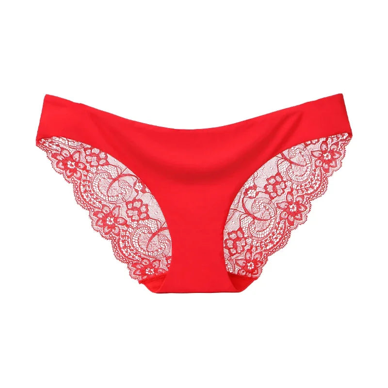 Women's Sexy Lace Panties Seamless Cotton Crotch Breathable Ladies Low-Rise