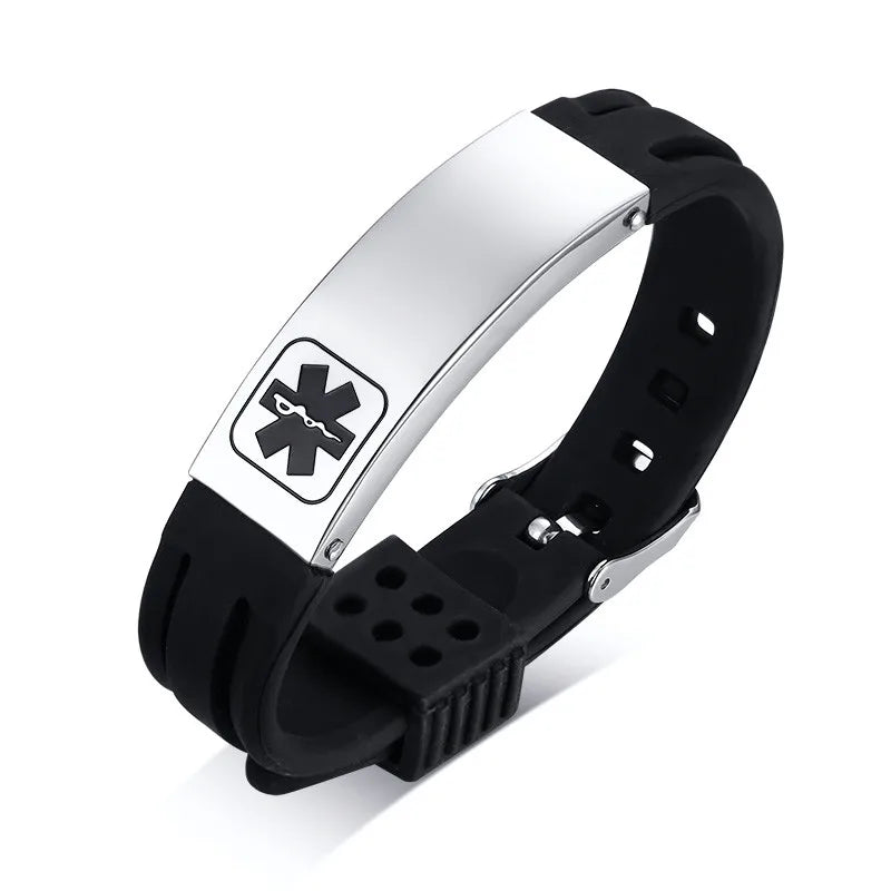 ZORCVENS Stainless Steel Engraving Silicone Medical Bracelets Sport ID Bracelets