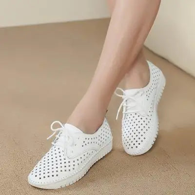 Genuine Leather Women Casual Sneakers Shoes Ladies Flats Canvas Shoe Female