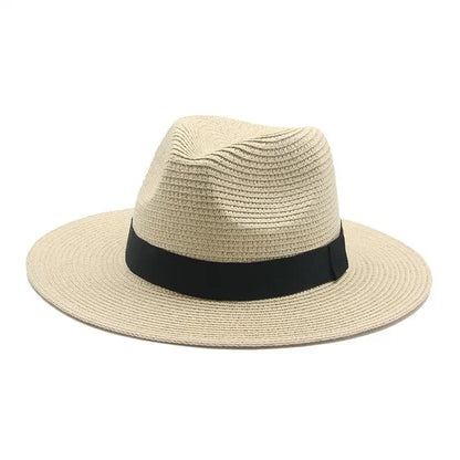 Hats for Women Bucket Sun Hats Ribbon Band Men Hat Straw Summer Panama Formal