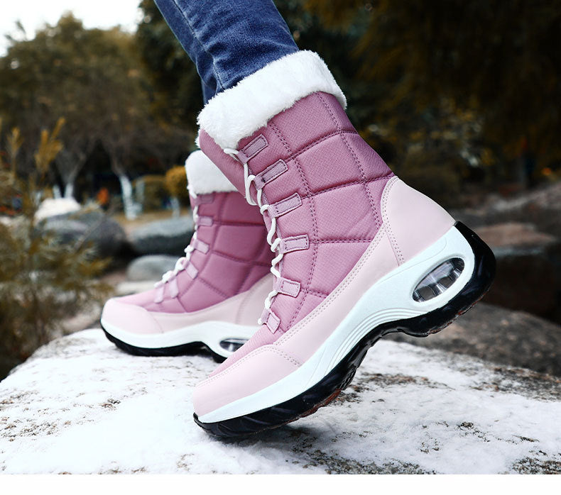 Winter Boots Heels Women's Ankle Boots Thick-Soled Wool Casual  Snow Boots