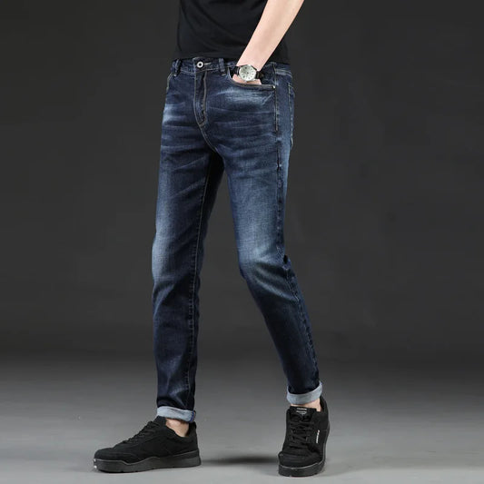 Icpans Jeans Men Stretch Straight  Pockets Solid Casual Gloria Jeans Men