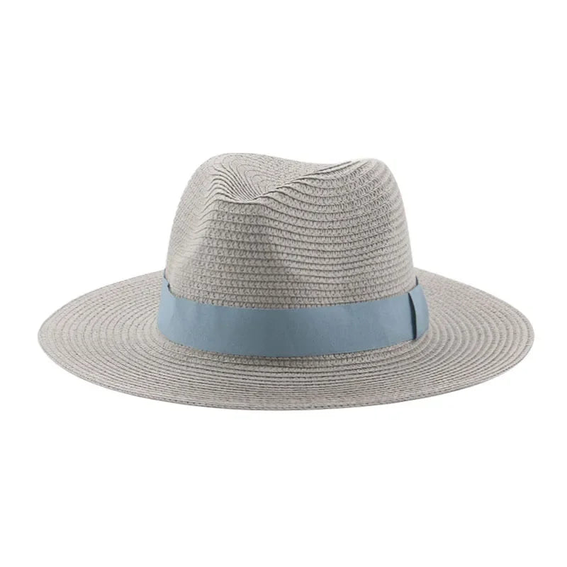 Hats for Women Bucket Sun Hats Ribbon Band Men Hat Straw Summer Panama Formal