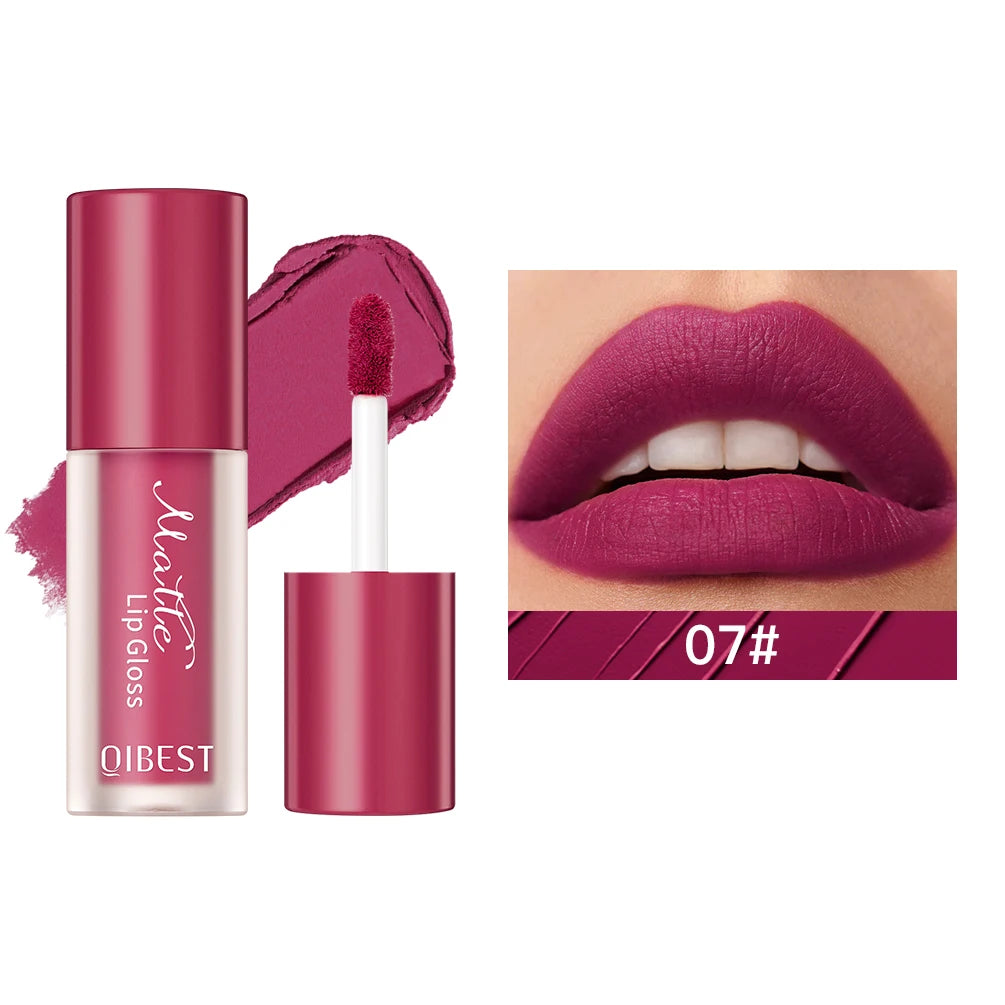 QIBEST 1Pc Velvet Matte Liquid Lipstick Nude Lipgloss Makeup Natural