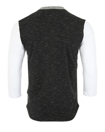 ZIMEGO Men's 3/4 Sleeve Black & White Baseball Henley – Casual Athletic Button