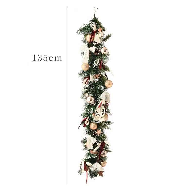 135cm Christmas Rattan Encryption With Pine Cones Christmas Ornaments Handrails