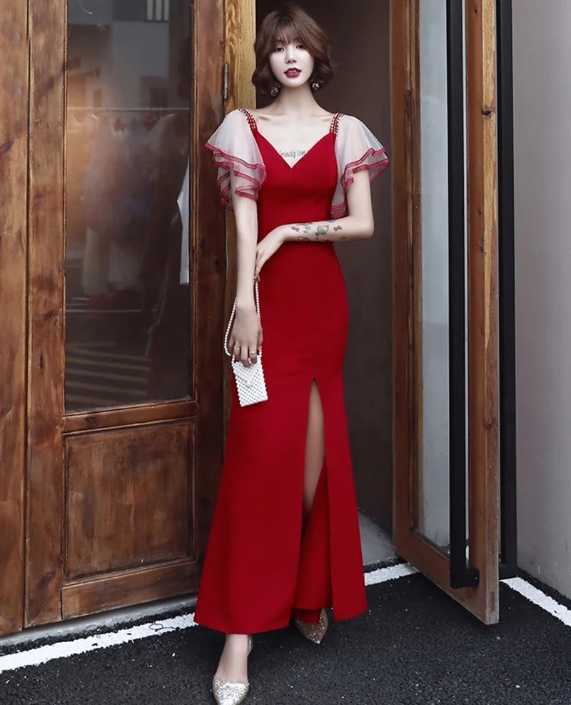 Womens Dresses New Arrival 2019 Long Formal Dress Women Elegant v Neck Dinner