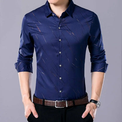 2022 Brand Fashions Casual Slim Fit Long Sleeve Men Shirt