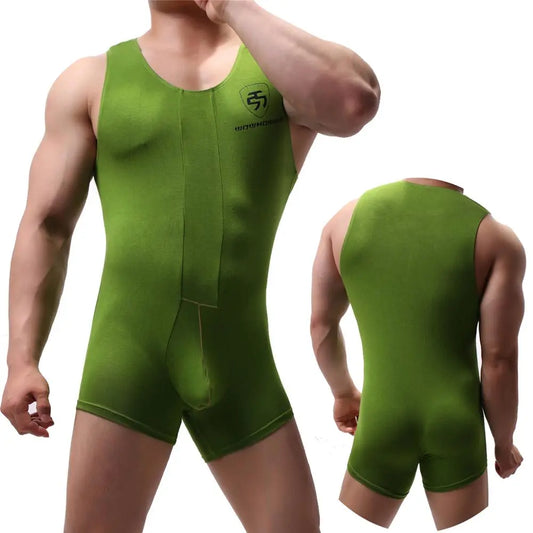 Men's Bodysuit Wrestling Singlets Modal Soft Elastic Shapewear Sleeveless