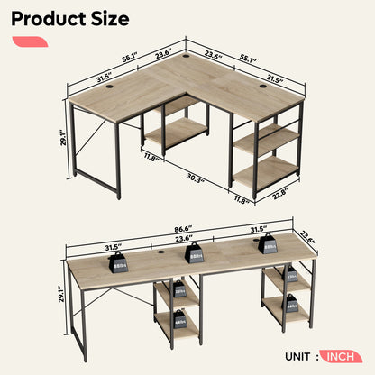 BESTIER Boss Office Desk L Shaped Extendable Desk Office Luxury Executive