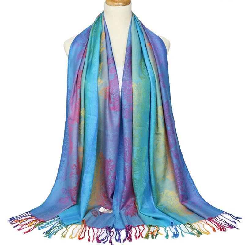 Fashion Jacquard Autumn and Winter Cotton Woman Scarf Pashmina Shawl Long