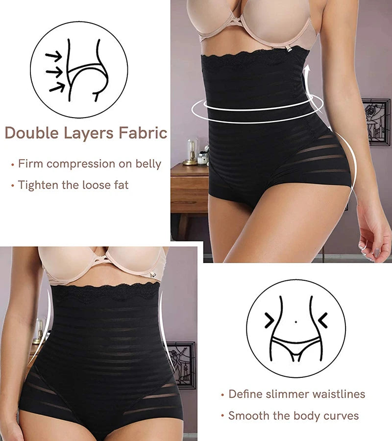 Women Butt Lifter Shapewear Hi-Waist Double Tummy Control Panties Waist Trainer