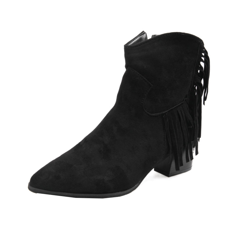 Factory Cheap High Quality Heel Boots Suede Women Ankle Boot Shoes Fringe Boots