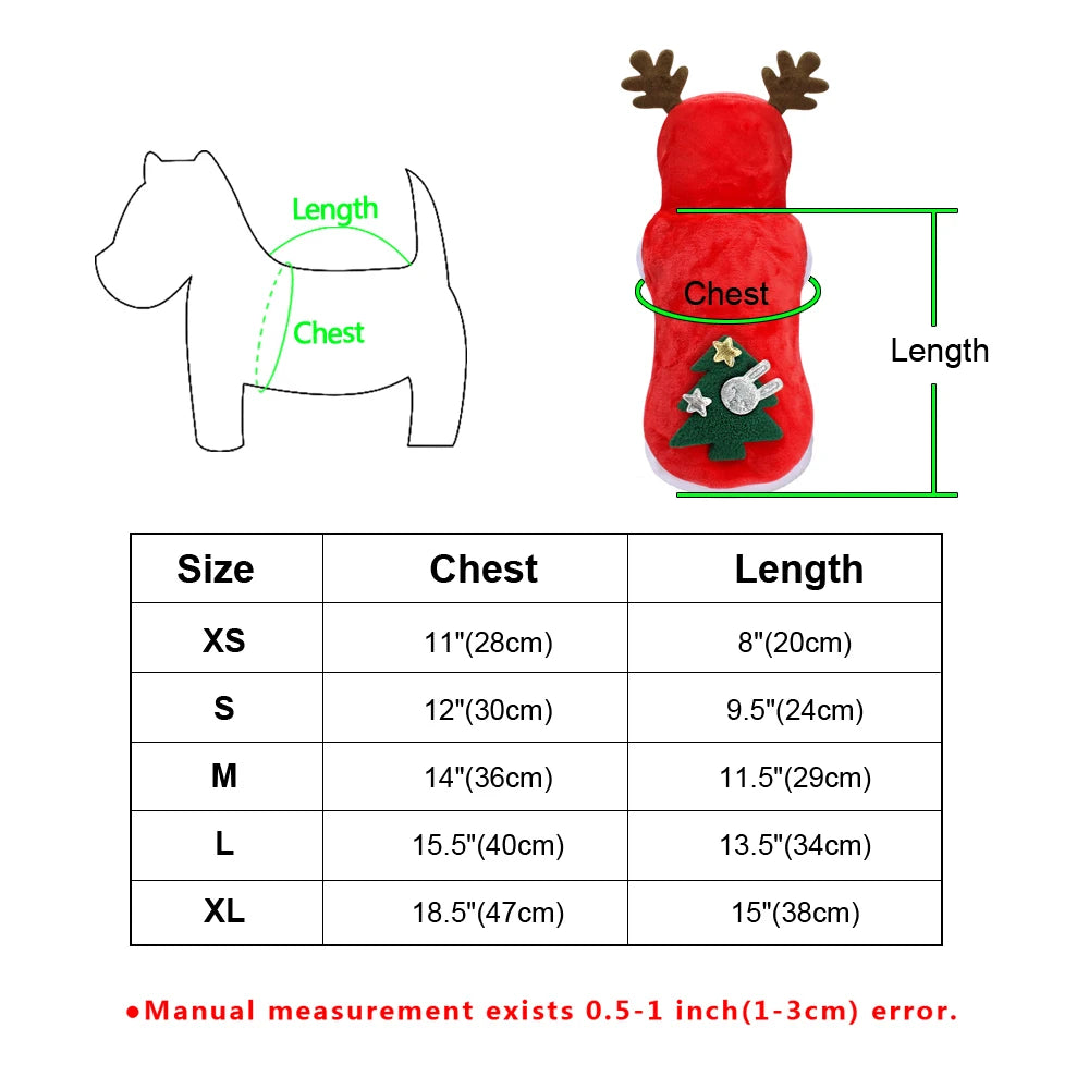 Christmas Cat Clothes Small Dogs Cats Santa Costume Kitten Puppy Outfit Hoodie