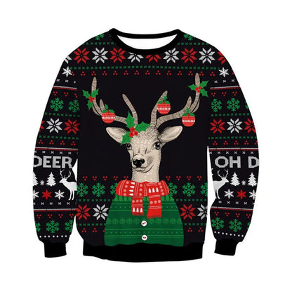 HX Animals Christmas Sweatshirt 3D Graphics Christmas Alpaca Pullovers