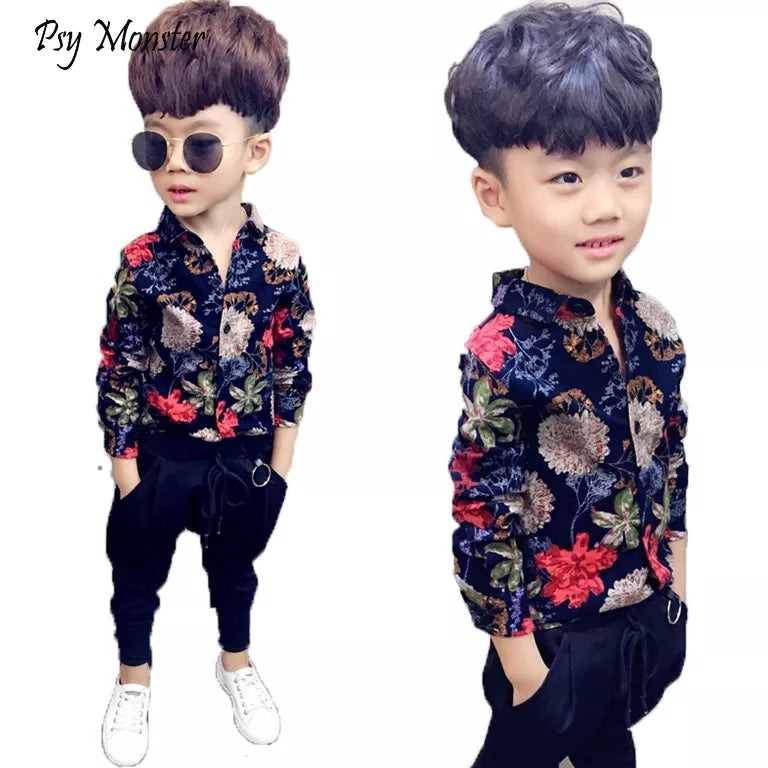 Boys Children's Shirt 2019 Spring and Autumn Big Boys Long Sleeve Shirt Kids