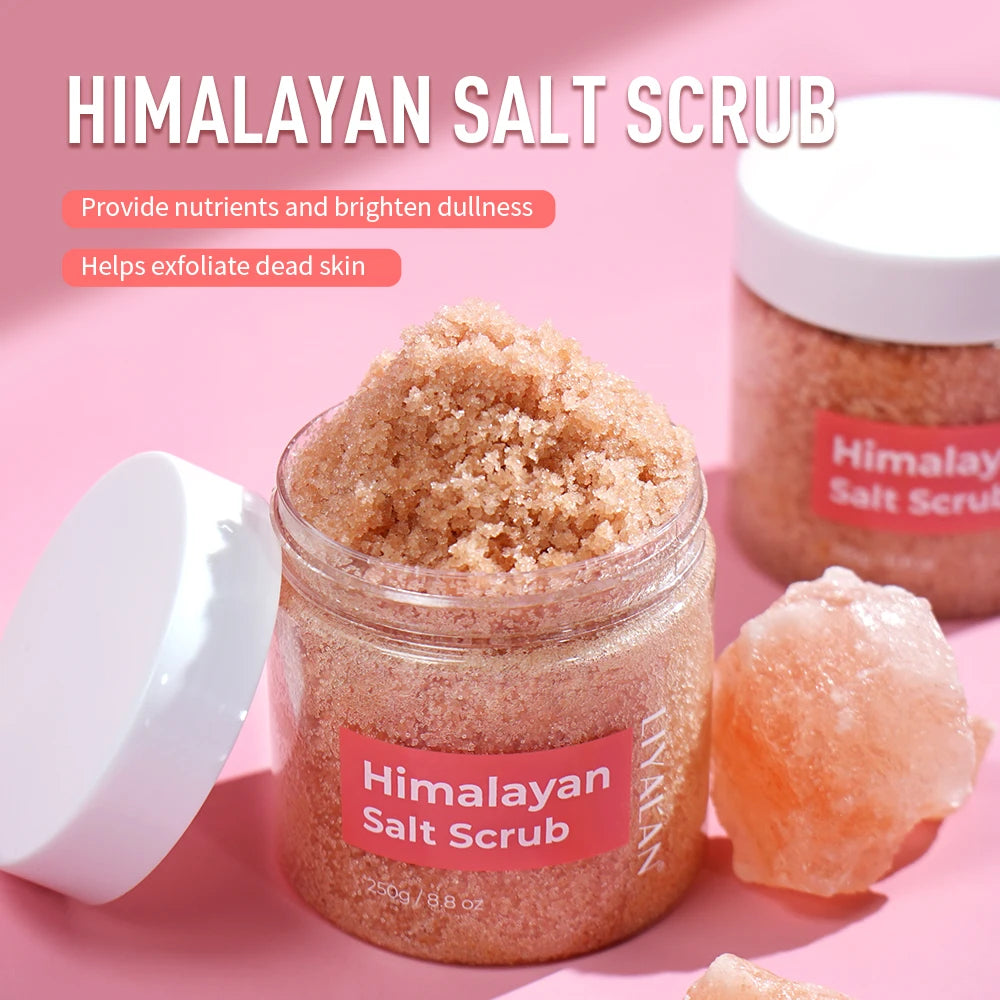 LIYALAN Pink Himalayan Salt Body Scrub Bath Exfoliating Skin Whitening