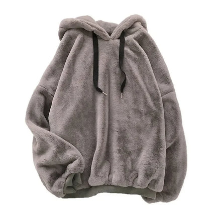 Autumn Winter Coats Soild Sweet Hooded Women Harajuku Loose Casual Warm Hoodies