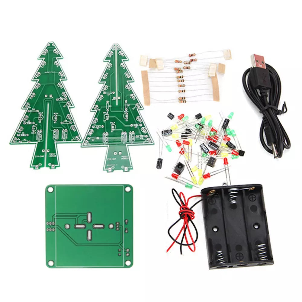 3D Christmas Tree DIY Kits 7 Color Light Flash LED Circuit Christmas Trees Xmas