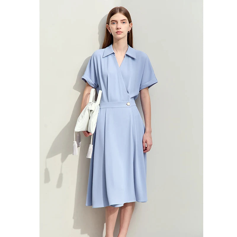 Amii Minimalism 2024 Summer New Lapel Sleeve Half Placket