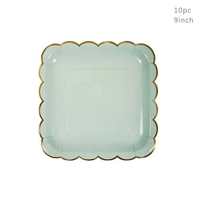 Disposable Tableware Paper Plate Lace Cups Hot Stamping Lace Paper Plates