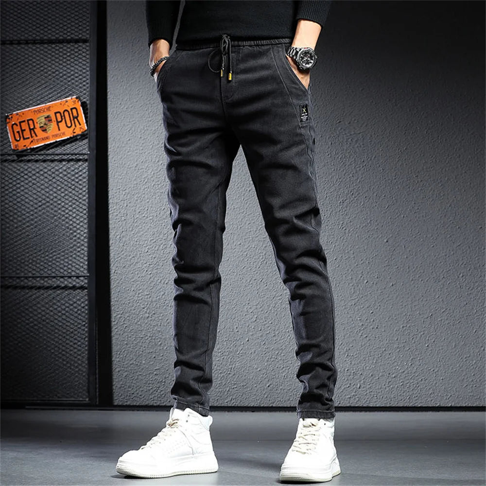 Spring Summer Black Gray Cargo Jeans Men Streetwear Denim Jogger Baggy Pants Men