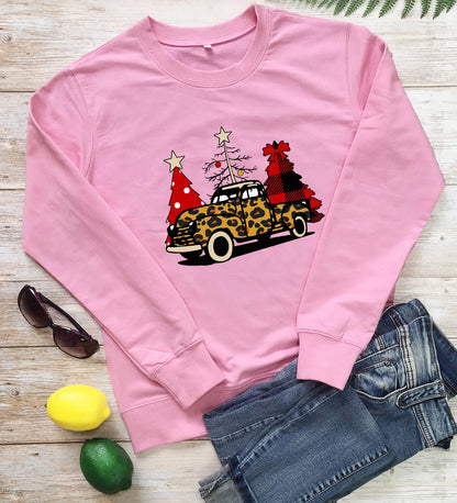 Leopard Truck Christmas Sweatshirt Merry Christmas Sweats Christmas Party