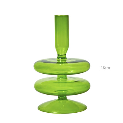 Lazzy House Candle Holders Decoration Wedding Nordic Green Glass Candlestick