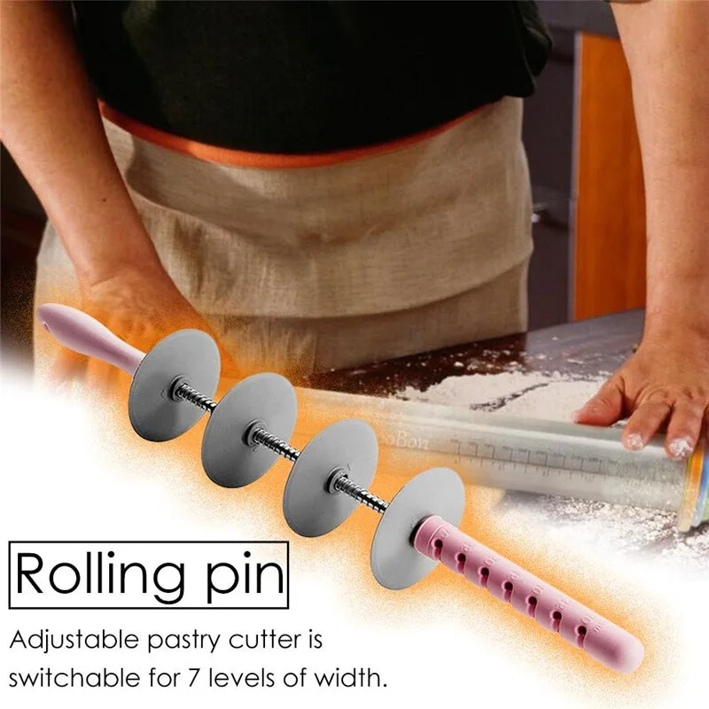 Kitchen Adjustable Rolling Pin Multifunctional Croissant Bread Iron Slicer